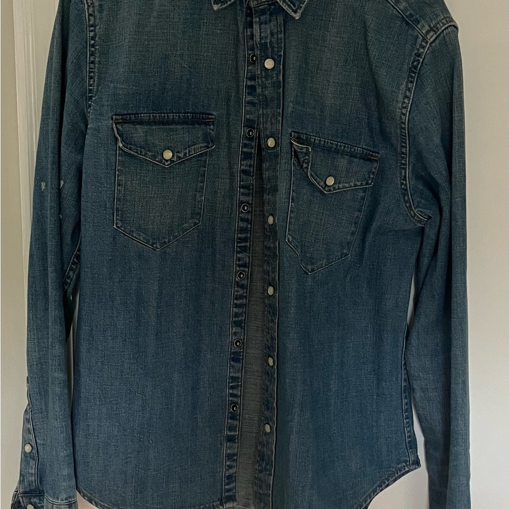 Gap denim pearl snap mens western shirt